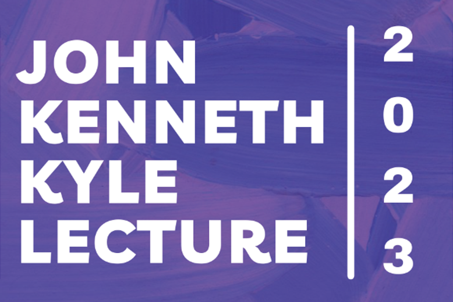 John Kenneth Kyle Lecture graphic with purple background.